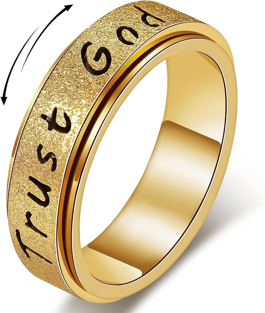 AmorArtSky Trust God Fidget Spinner Ring for Women & Men - Anxiety Relief 18K Gold Plated Stainle... | Amazon (US)