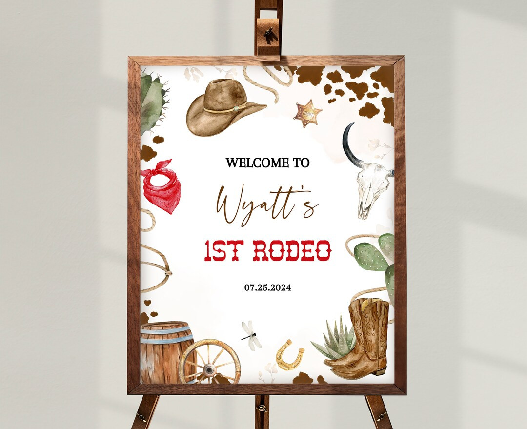 My FIRST RODEO Birthday Welcome Sign Template Printable Wild West First Birthday Decor, Editable ... | Etsy (US)