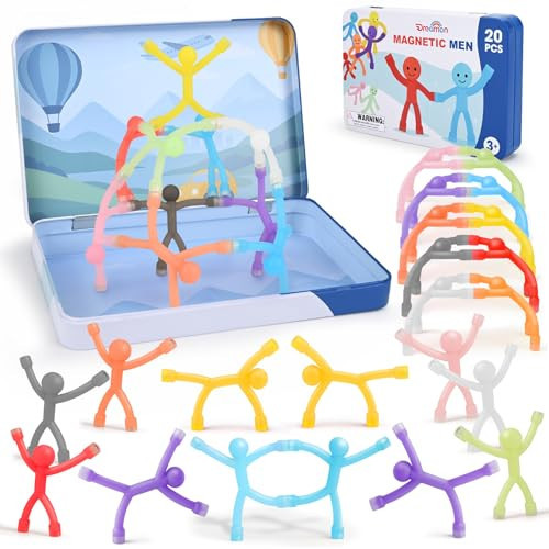 20Pcs Magnetic Travel Toys, Magnets Men for Kids with Metal Box, Airplane Car Travel Fidget Toys Portable Road Trip Activities Essential, Classroom Toys for Kids Birthday Stocking Stuffers Gifts | Amazon (US)
