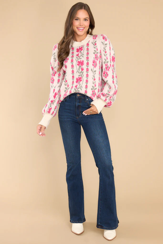 Let Your Light Shine Ivory Floral Sweater | Red Dress 