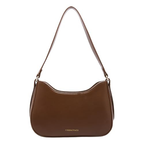 JANSBEN Small Shoulder Purse for Women - Mini Brown Leather Shoulder Bag Little Tote Bag Trendy Women's Hobo Bag with Zipper Closure | Amazon (US)