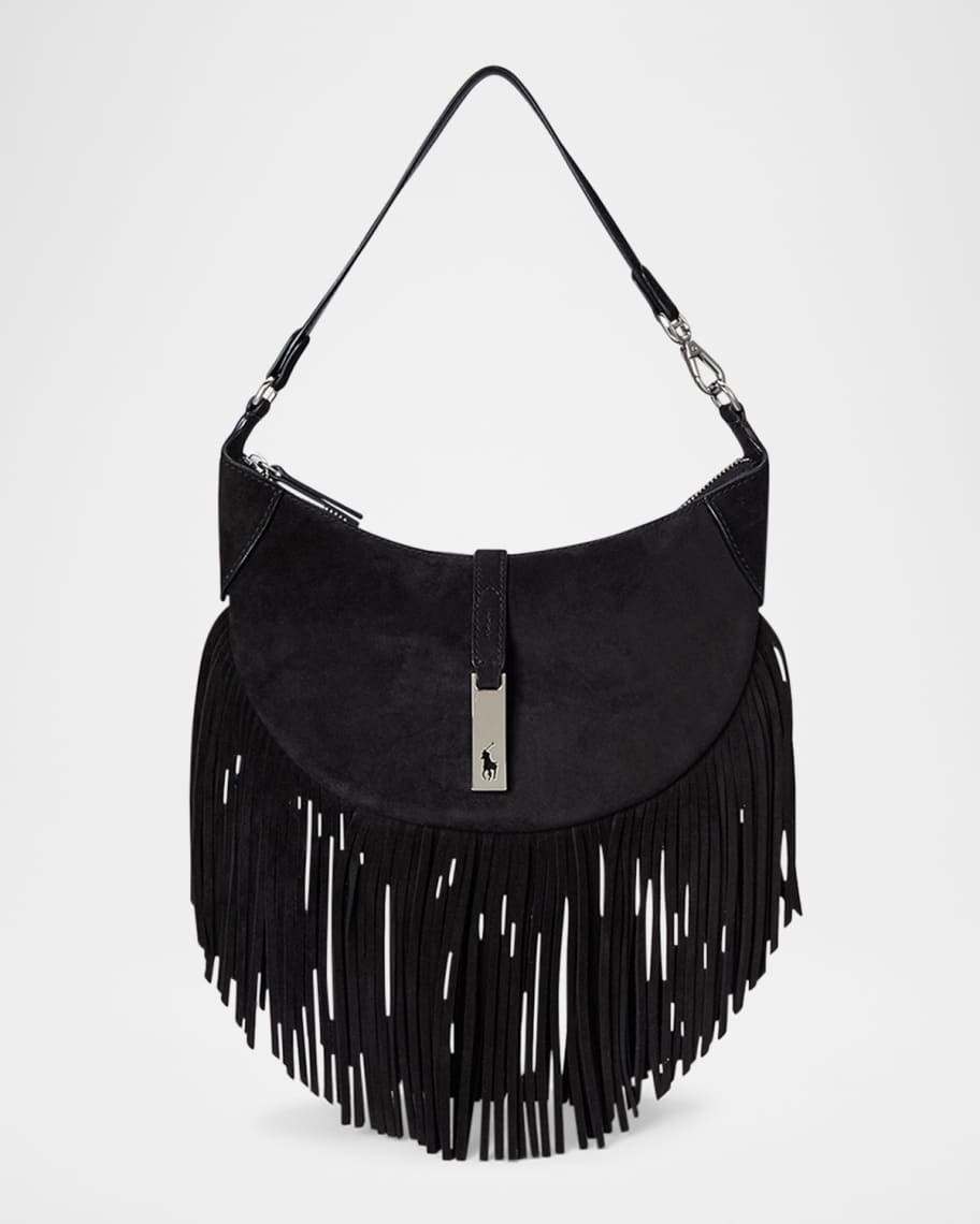 Polo Ralph Lauren Polo ID Small Fringe Suede Shoulder Bag | Neiman Marcus