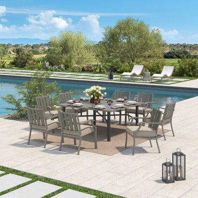 Azur Patio Square 8 - Person Dining Set With Sunbrella® Cushions | Wayfair North America