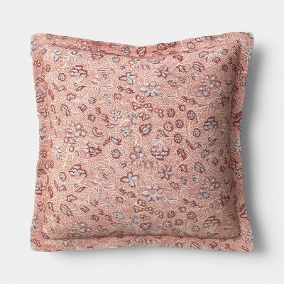 18"x18" Square Floral Printed Throw Pillow Warm Blue -Threshold™ | Target