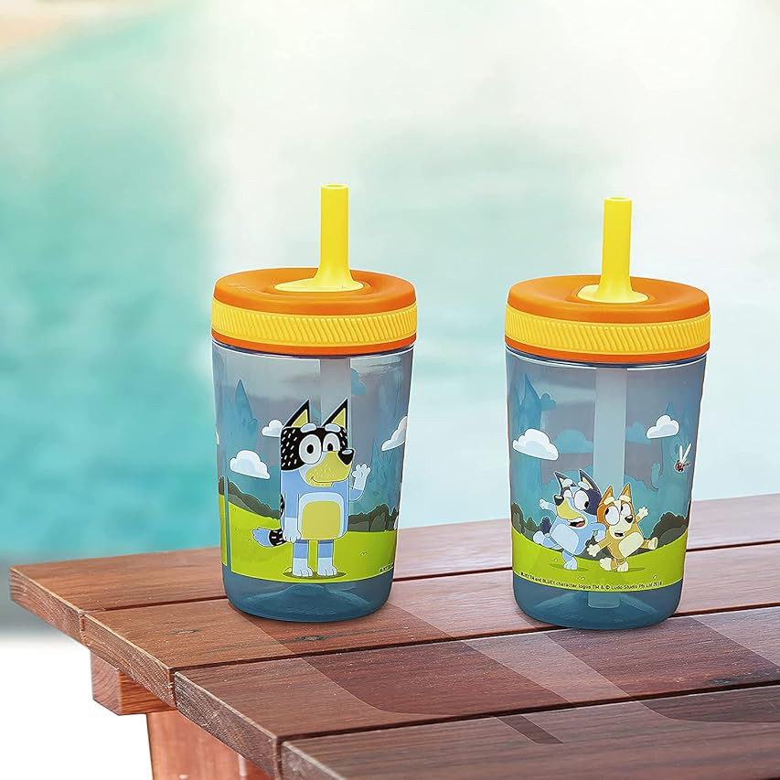 Zak Designs 15oz Bluey Kelso Tumbler Set, BPA-Free Leak-Proof Screw-On Lid with Straw Made of Durabl | Amazon (US)