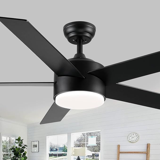 Ceiling Fans with Lights and Remote, 52 inch Black Ceiling Fan with Lights, LED, 5 Blades, 3-Spee... | Amazon (US)