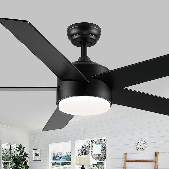 Ceiling Fans with Lights and Remote, 52 inch Black Ceiling Fan with Lights, LED, 5 Blades, 3-Spee... | Amazon (US)