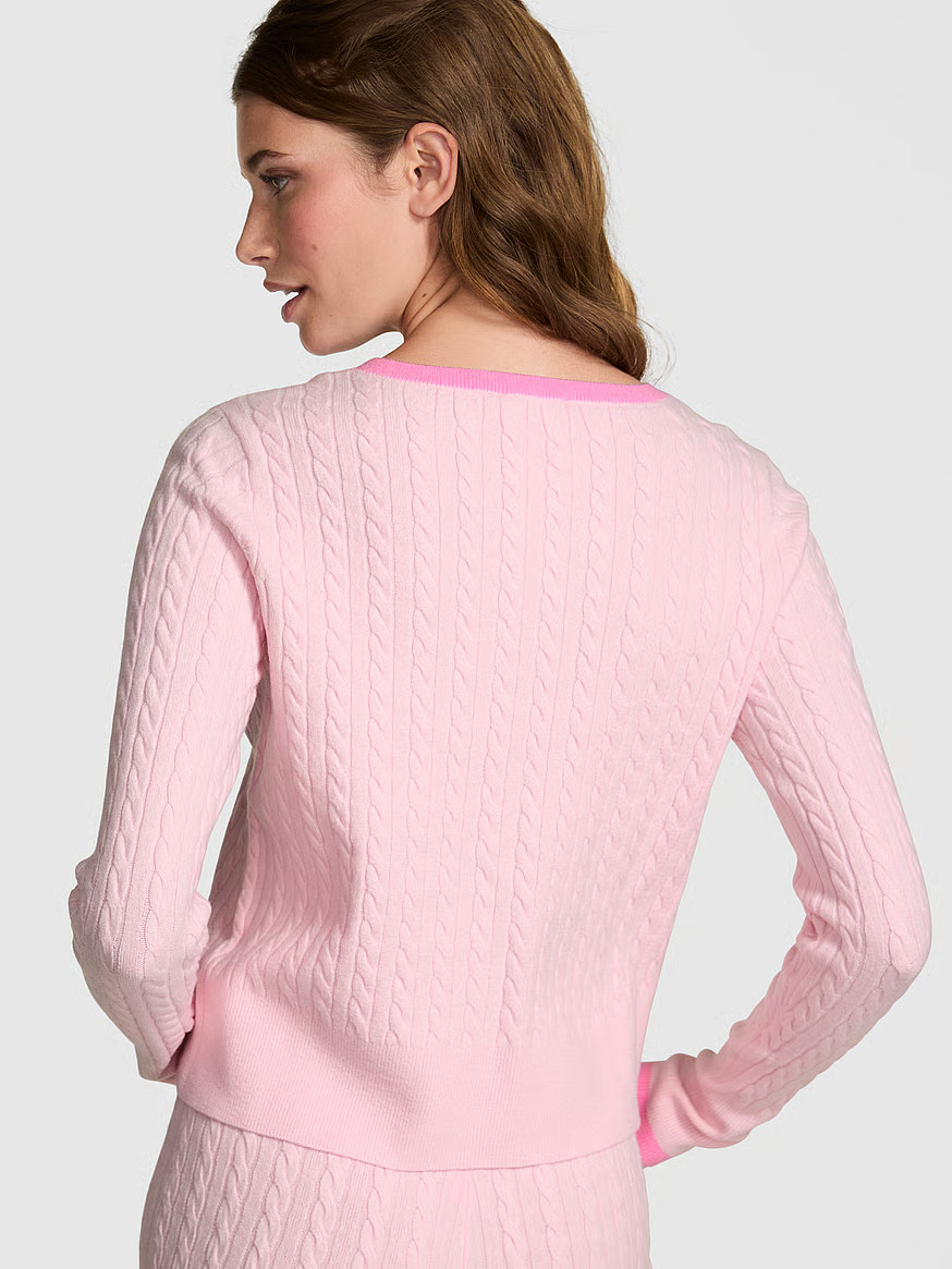 Buy PINK x LoveShackFancy Shrunken Cardigan, Pink Tulip - Order Sweaters online - PINK US | Victoria's Secret (US / CA )