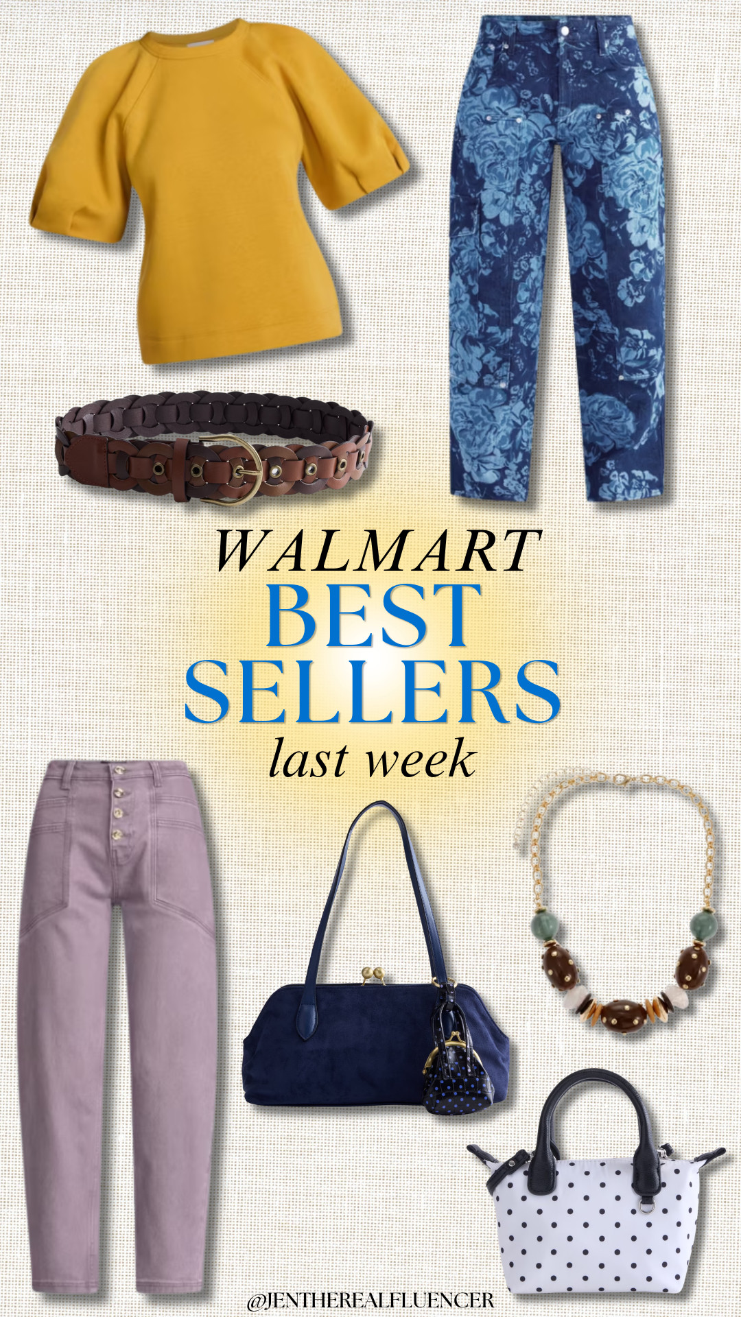 YOUR Top WALMART Purchases ✨

SCENARIO Yellow Dust Fleece Top with Lantern Sleeves, SCENARIO Multi Looped Brown Belt, FREE ASSEMBLY Print Barrel Jeans, SCOOP Purple Fog High Rise Tapered Leg Pants, FREE ASSEMBLY Navy Water Faux Suede Shoulder Bag with Mini Bag Charm, SCENARIO Beaded Statement Necklace, NO BOUNDARIES Polka Dot Mini Tote Crossbody Bag 

 #LTKMidsize #LTKWorkwear #LTKTravel