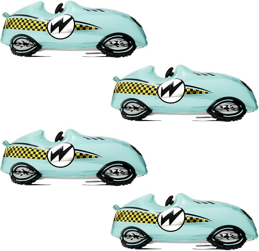 Blue Racing Balloons, Large 4 Pack Fast Speedy Roadster Themed Vehicles Sports Car for 1st Baby S... | Amazon (US)