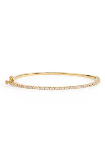 Nordstrom Delicate Cubic Zirconia Eternity Bangle in Clear- Silver at Nordstrom | Nordstrom