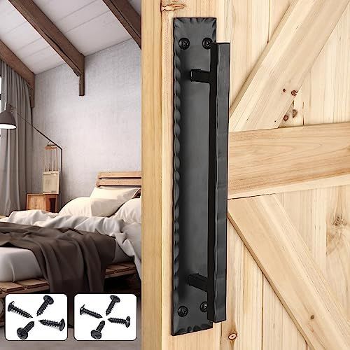 14" Rustic Hammered Black Barn Door Handle Pull for Interior and Exterior Barn Door Hardware | Amazon (US)