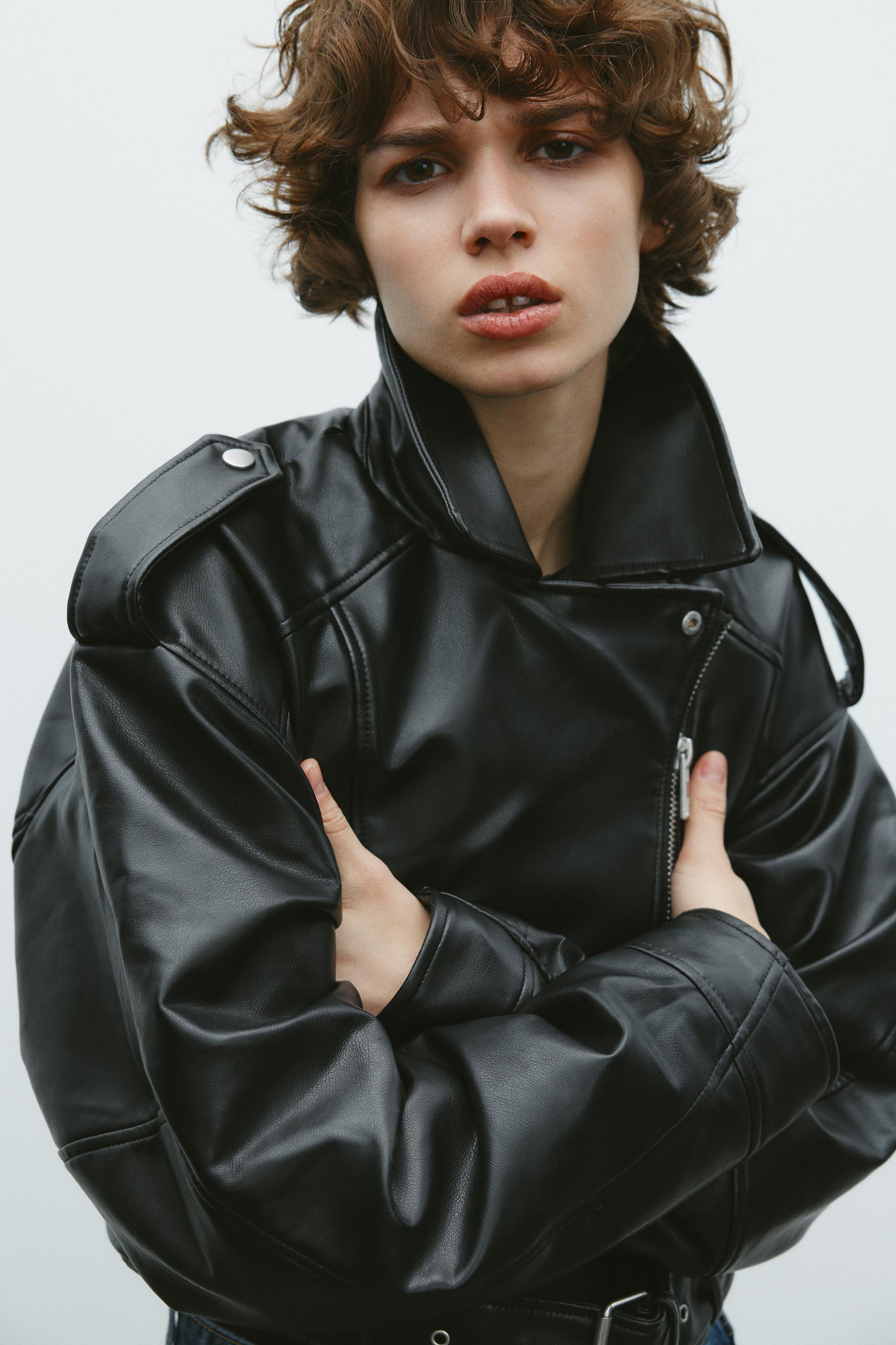 FAUX LEATHER CROP BIKER JACKET | Zara US