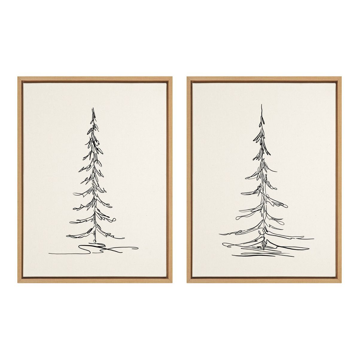 18" x 24" 2pc Sylvie Minimalist Evergreen Trees Sketch Framed Canvas Set by the Creative Bunch St... | Target