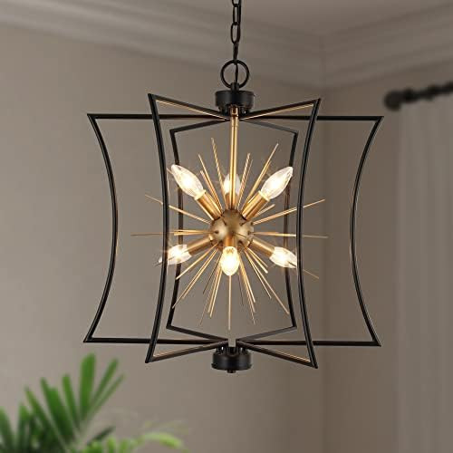 Durent Lighting Modern Black and Gold Chandelier, 6-Light Sputnik Pendant Chandelier Light Fixtur... | Amazon (US)