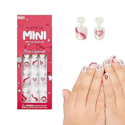 KISS imPRESS No Glue Mani Press On Nails, Mini Press-On Manicure for Kids, 'Dream Big', Pink, Kid... | Amazon (US)