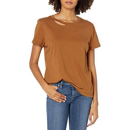 n: PHILANTHROPY Women s Harlow Round Neck Short Sleeve Distressed T Shirt Hazel S | Walmart (US)