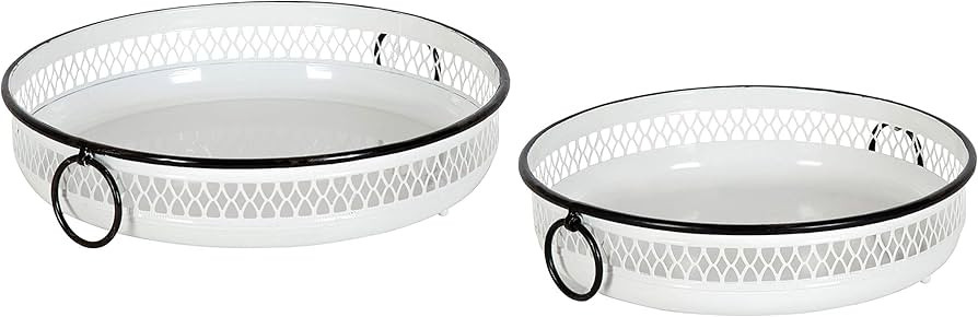 Kate and Laurel Madigan Decorative Tray Set, Set of 2, White and Black, Rustic Farmhouse Inspirat... | Amazon (US)
