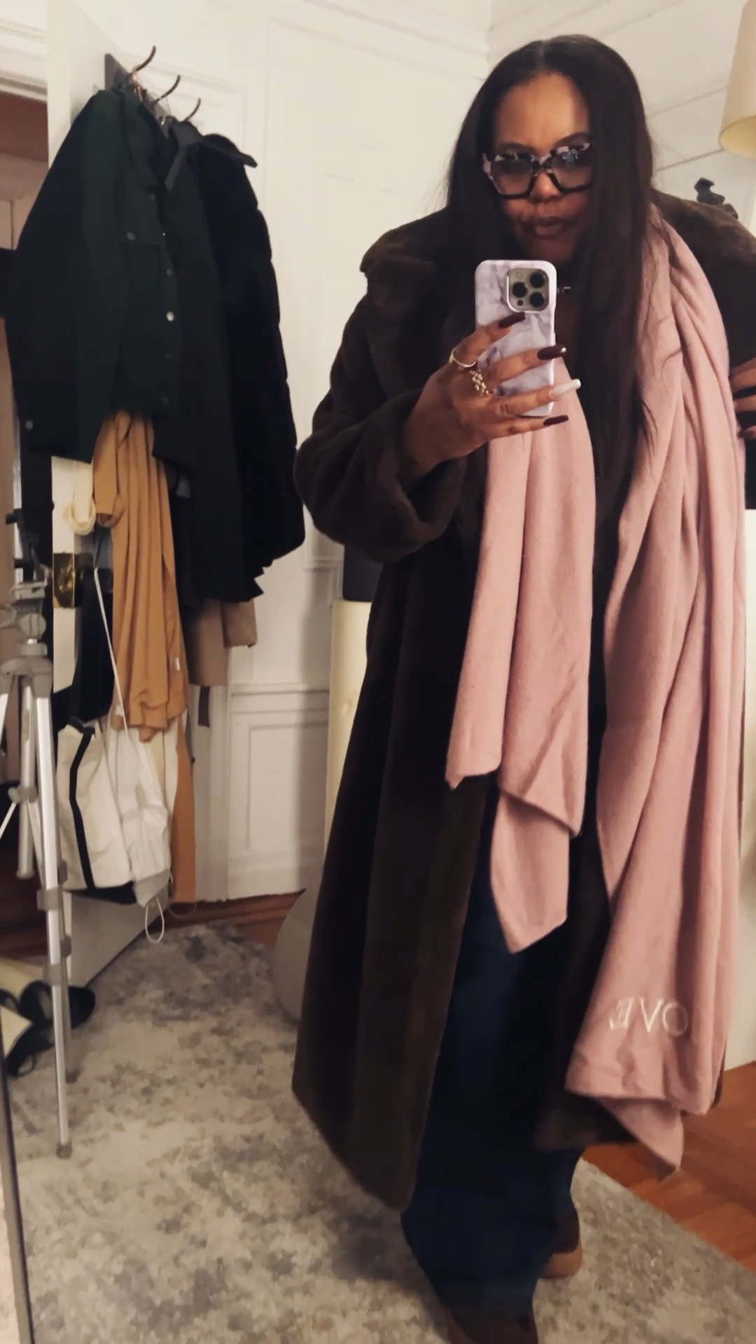 Midsize OOTD for a brisk day in NYC! Wearing XL in the Ruti silk blouse (on sale now) and 1X for the Spanx Flare Jeans.  Cashmere Wrap by Naked Cashmere. 

💋 P.S. If you follow, save, share, or shop my posts here on LTK or my blog, The Patranila Project, thank you! I really appreciate you being part of this community and shopping with me. 

#ltkseasonal #ltkootd #LTKfindsunder100 
Elevated casual outfit, city style, natural fabrics 

#LTKSaleAlert #LTKMidsize #LTKOver40