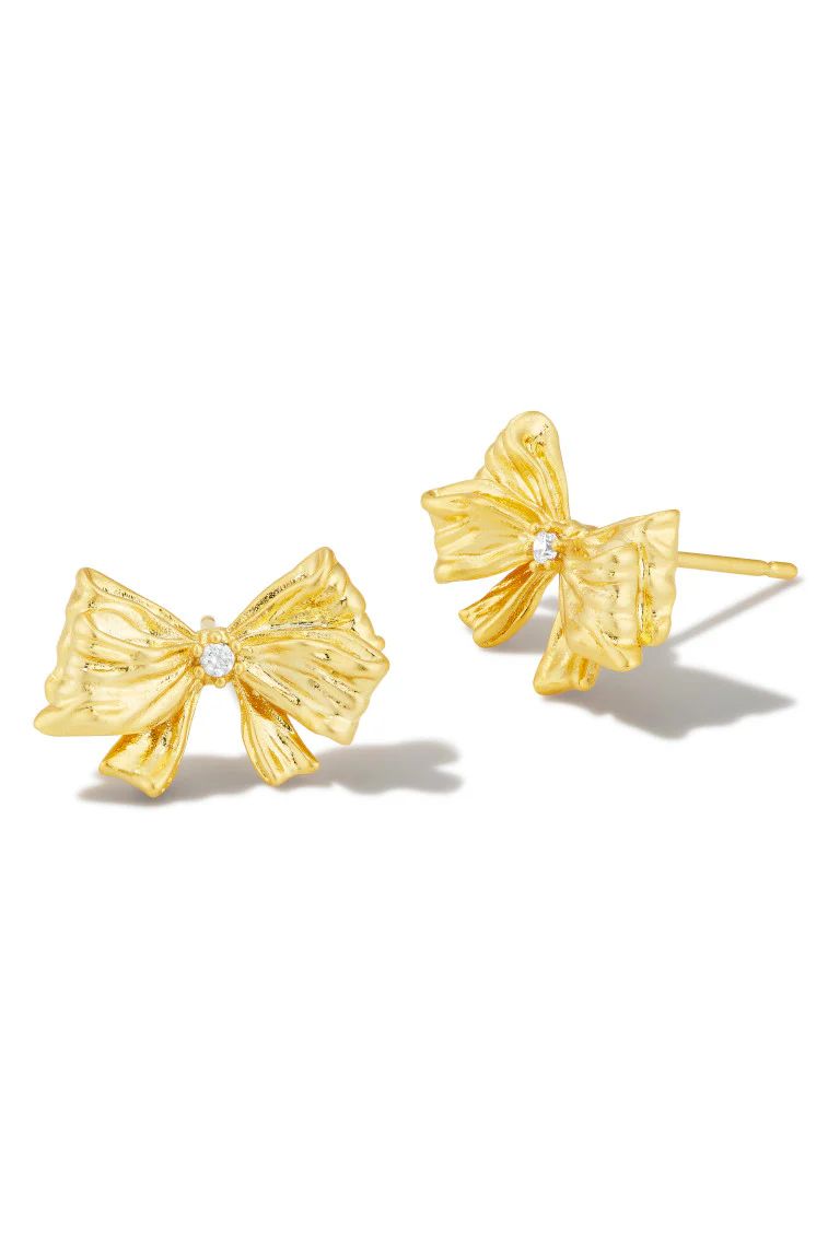 Kendra Scott x LoveShackFancy Gold Stud Earrings in White Crystal | LOVESHACKFANCY
