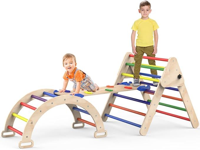Triangle Climbing Toys, Foldable Climbing Triangle Ladder Toys with Ramp for Sliding or Climbing,... | Amazon (US)