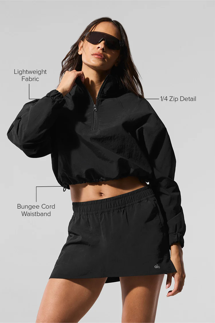 Cropped 1/4 Zip Alumni Pullover - Black | Alo Yoga (US)