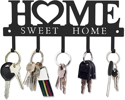 WIPHANY Key Holder Hooks Organizer Hanger Rack Wall Mounted with Screws and Anchors Home Sweet Ho... | Amazon (US)