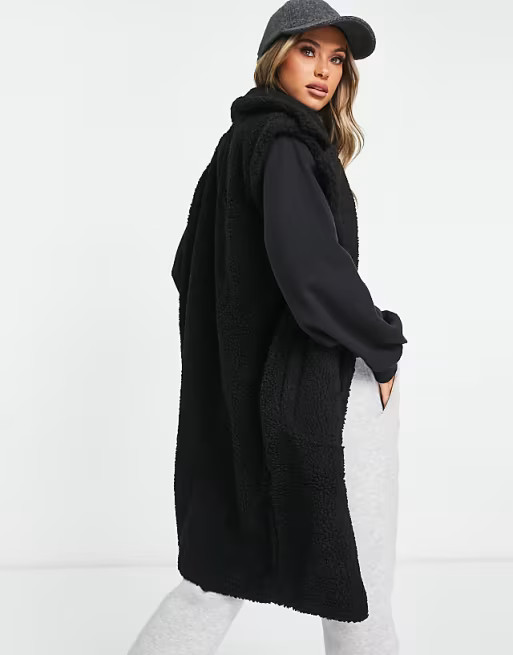 Threadbare Bella borg longline vest in black | ASOS (Global)