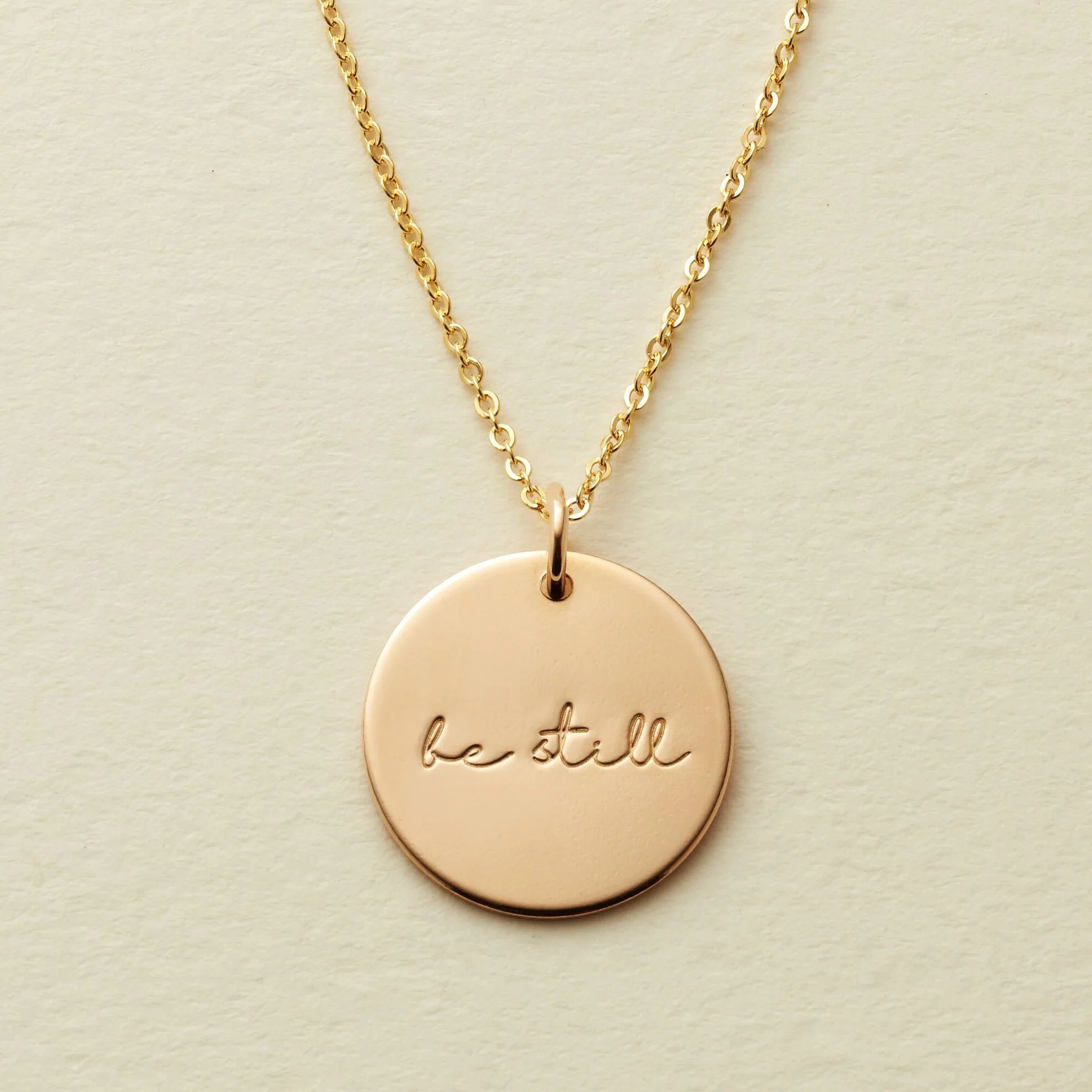 Be Still Disc Necklace- 5/8" | Made by Mary (US)