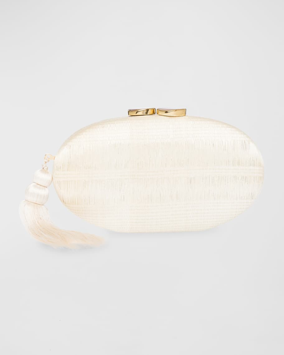 Joanna Straw Clutch Bag w/ Chain Strap | Neiman Marcus