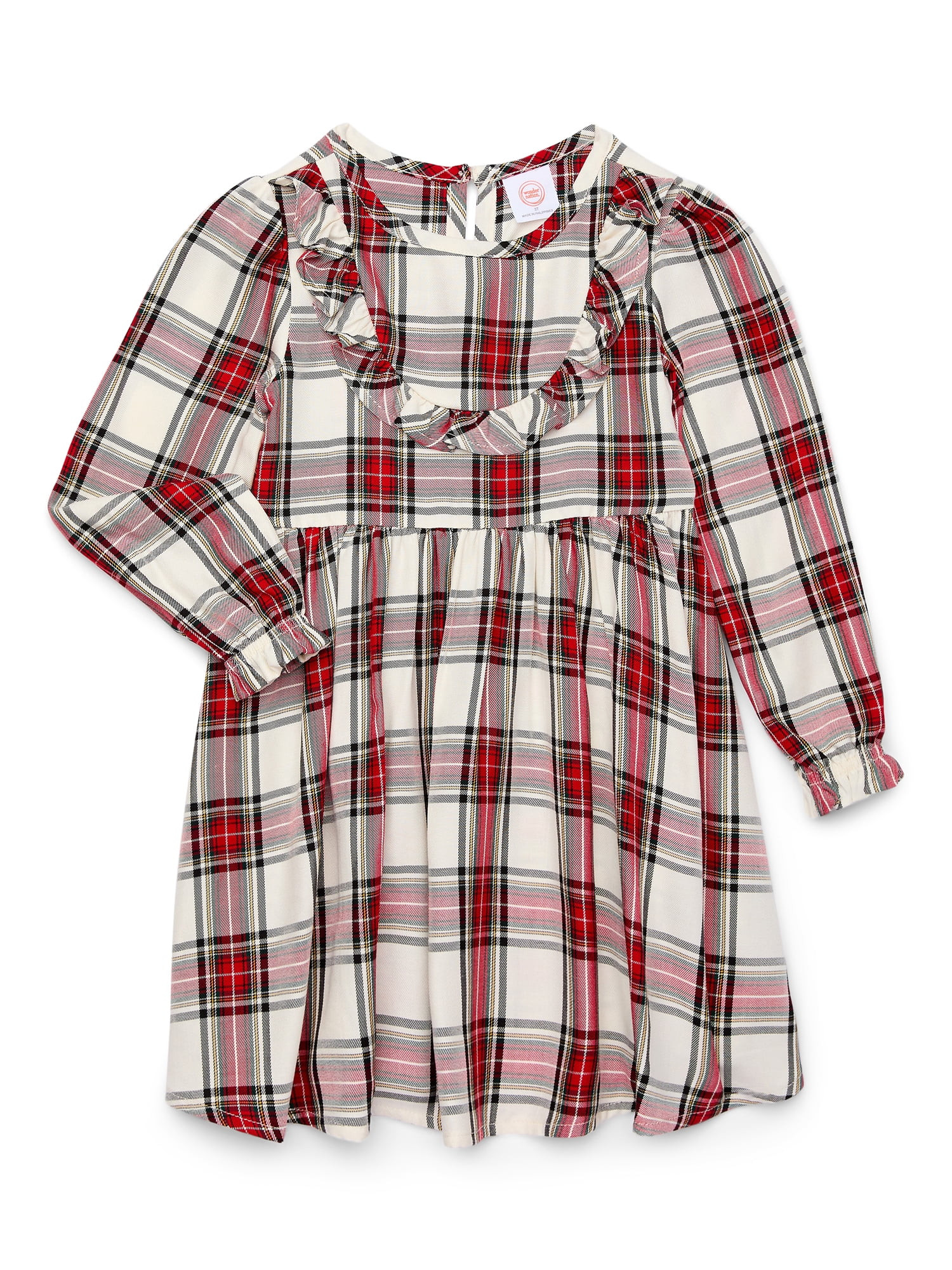 Wonder Nation Toddler Girls Ruffle Plaid Dress, Sizes 12M-5T | Walmart (US)