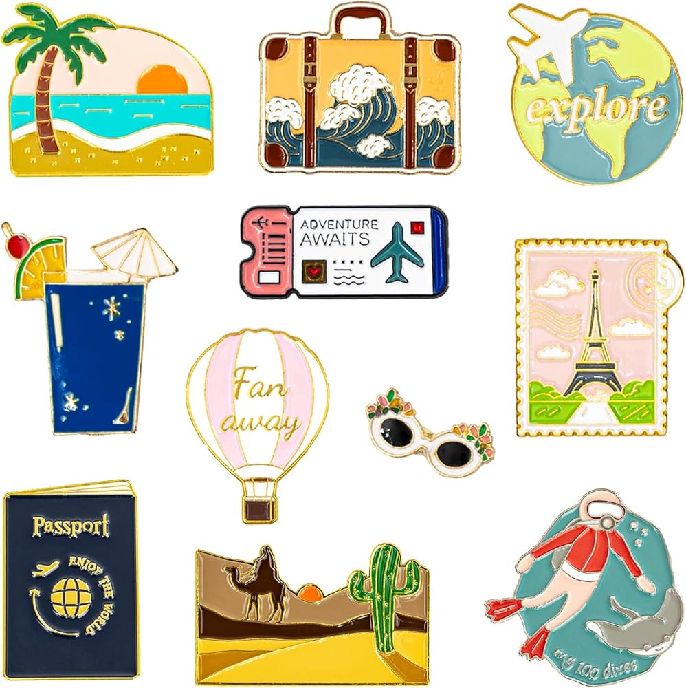 Mayplous Enamel Pin Set - 11 Pieces Metal Brooch Badges for Jackets, Bags & DIY Crafts | Fashion ... | Amazon (US)