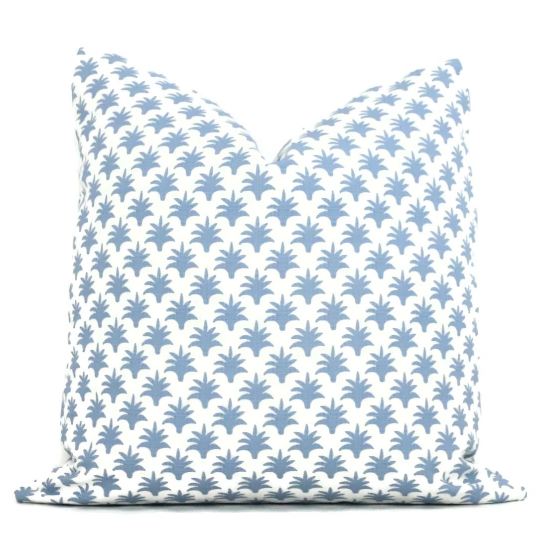 Blue and White Mini Palm Decorative Pillow Cover, Throw Pillow, Accent Pillow, Pillow Sham Blue W... | Etsy (US)