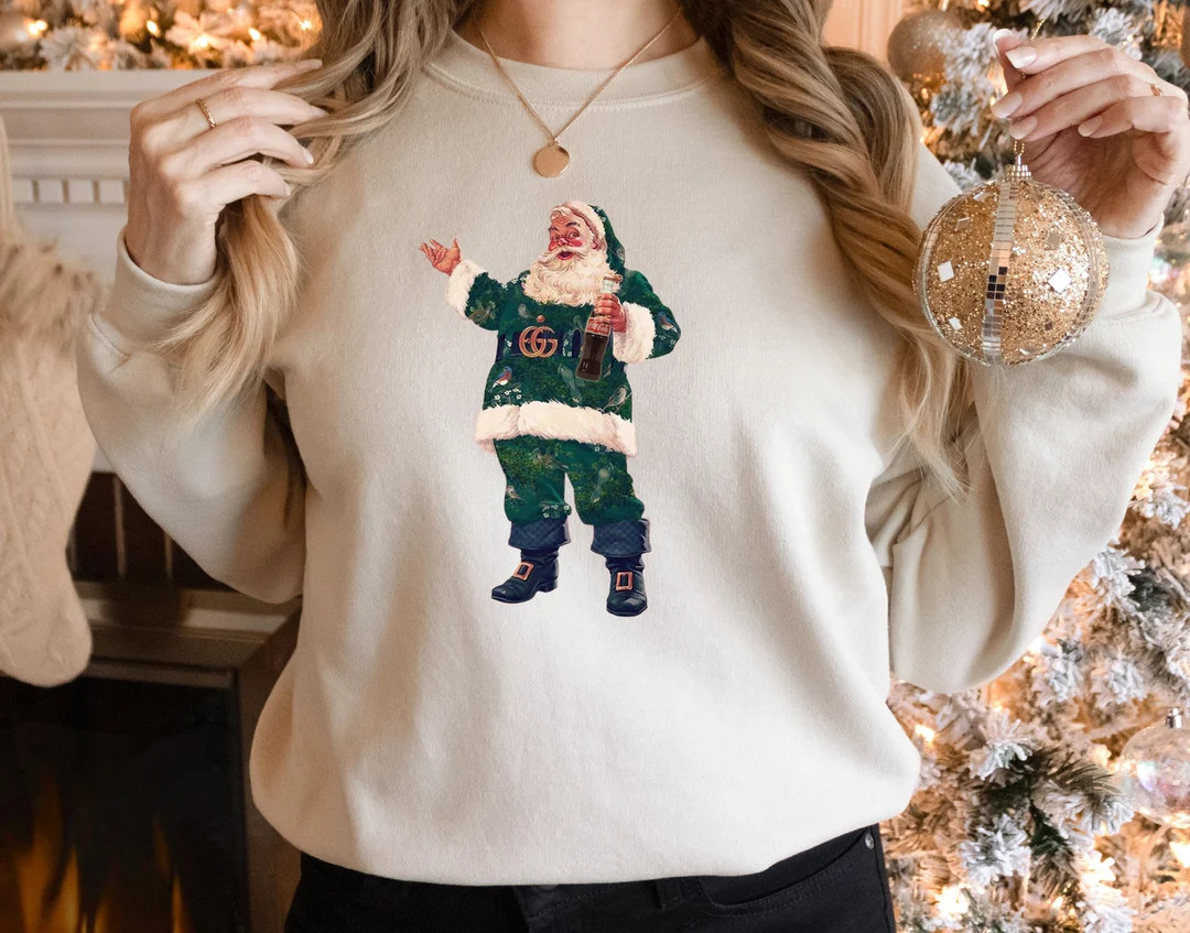 Boujee Santa Coke Christmas Sweatshirt Cola Santa Sweater - Etsy | Etsy (US)