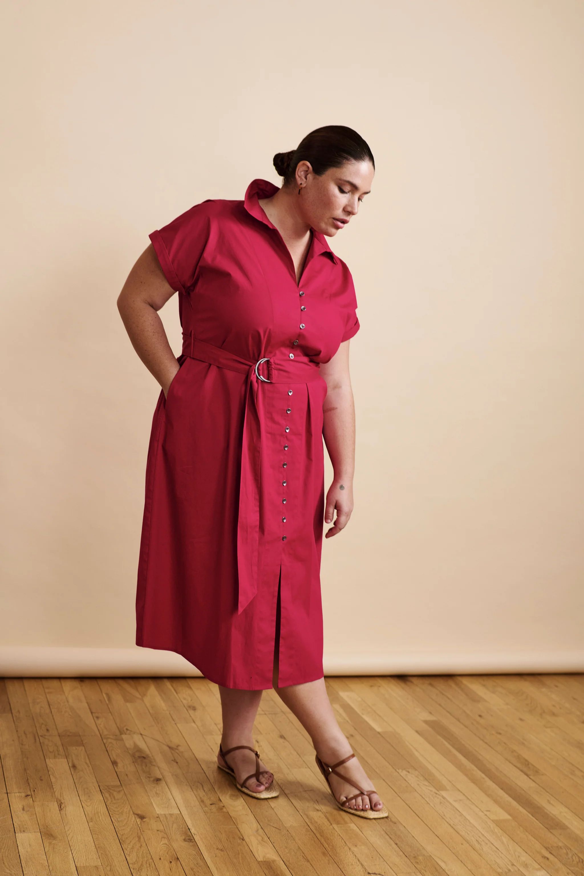 Sandy Stretch Poplin Shirtdress
   Cerise | Universal Standard