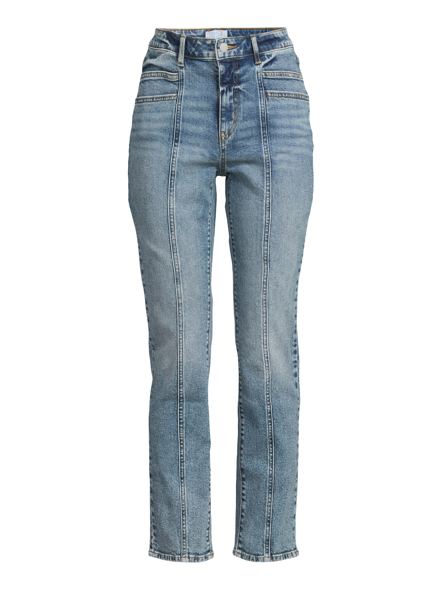 Time and Tru Women's High Rise Straight Leg Jeans with Front Seam, 30” Inseam, Sizes 2-20 | Walmart (US)