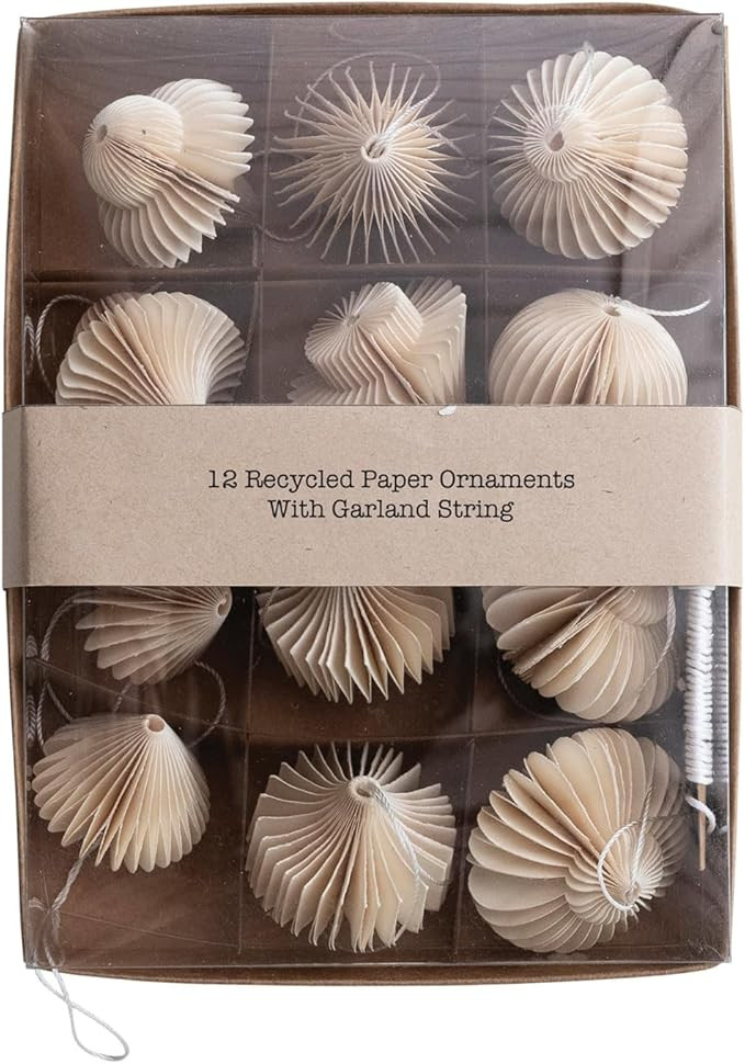 Creative Co-Op Decorative Paper Folding Honeycomb Ornaments with DIY Garland String, Cream Color,... | Amazon (US)