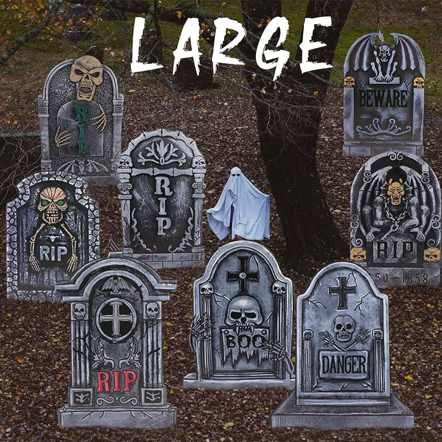 Large Halloween Tombstone Yard Sign 16.5 inch, 8 PCS Tombstones for Graves Halloween Gravestone L... | Amazon (US)