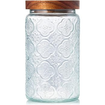 FavorFlavor Vintage Glass Storage Jar 33.8oz, With Airtight Wood Lid, Glass Kitchen Canisters for... | Amazon (US)