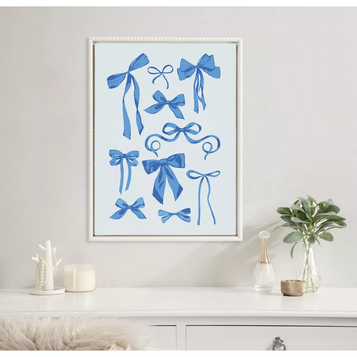 Kate & Laurel All Things Decor 18"x24" Sylvie Beaded Blue Bows Framed Canvas by Honey Island Stu... | Target