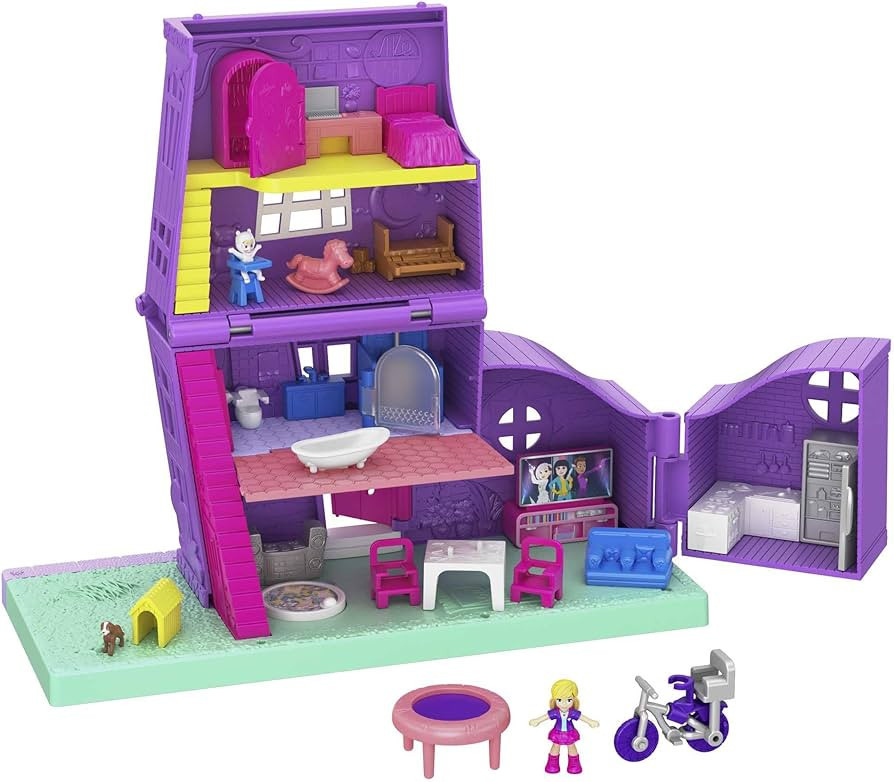 Polly Pocket Doll House with Micro Doll, Toy Bike & Furniture Accessories, Transforming Pollyvill... | Amazon (US)