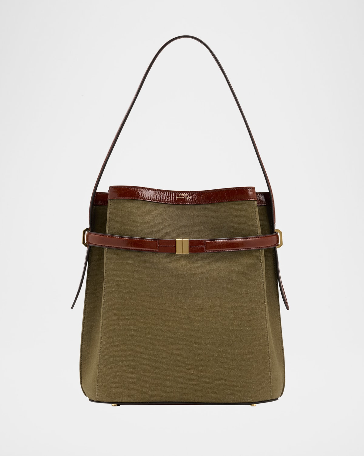 Belted Bonded Canvas Bucket Bag | Neiman Marcus