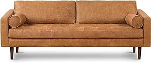 POLY & BARK Napa Sofa in Full-Grain Pure-Aniline Italian Leather, Cognac Tan | Amazon (US)