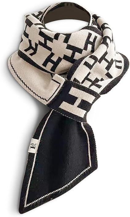 LumiSyne Skinny Knitted Scarf Women Winter Pull-Through Design Plaid Letter Pattern Narrow Long N... | Amazon (US)