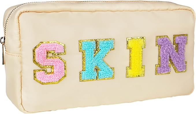 Nylon Zipper Waterproof Preppy Makeup Face Care Stuff Bag-Women Cosmetic Pouch for Travel and Org... | Amazon (US)