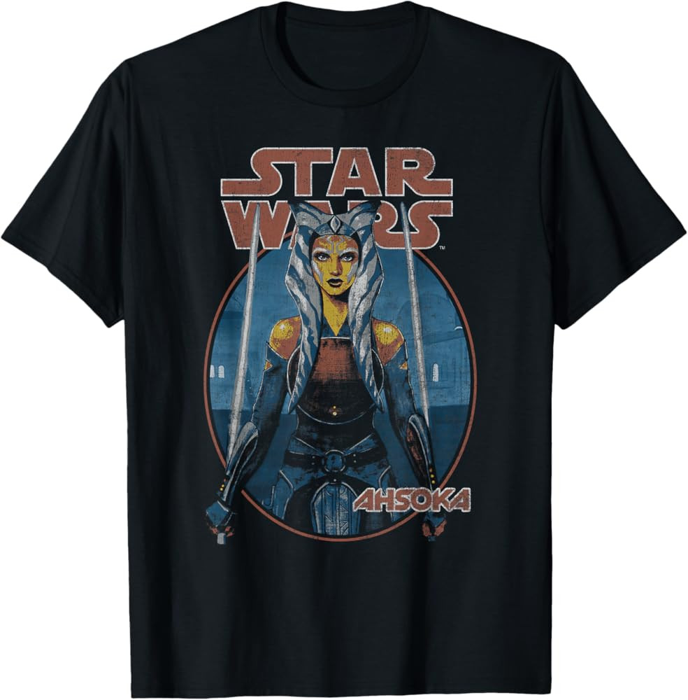Star Wars Classic Ahsoka Tano Twin Sabers Vintage Disney+ T-Shirt | Amazon (US)