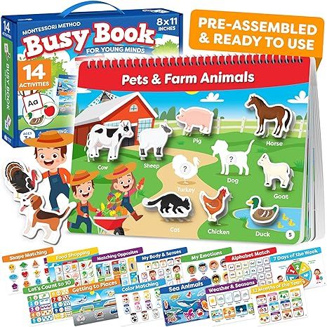 Montessori Busy Book For Toddlers Ages 3 and Up - Pre K Preschool Learning Activities Book - Auti... | Amazon (US)