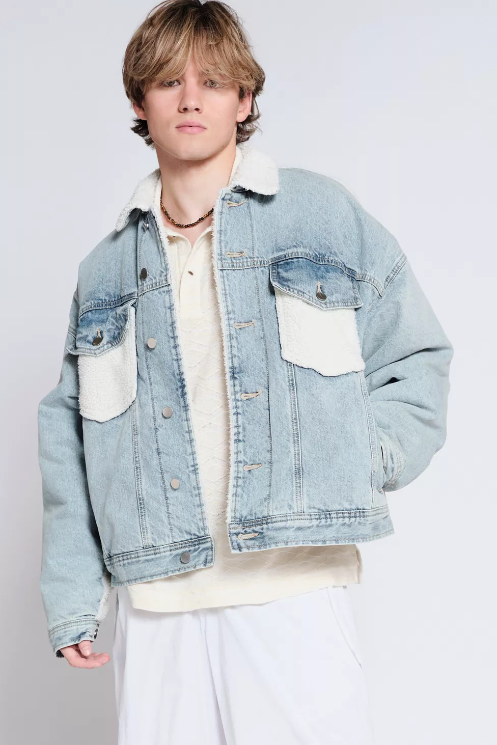 Standard Cloth Denim & Fleece Trucker Jacket | Urban Outfitters (US and RoW)