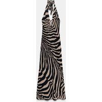 Zara - Animal Print Long Halter Dress - Zebra - Xs - Woman | Zara US