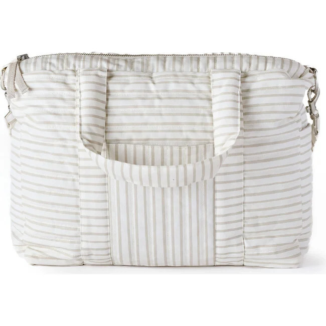 Diaper Bags | Stripes Away Bag, Pebble Grey (Beige) Pehr | Maisonette | Maisonette